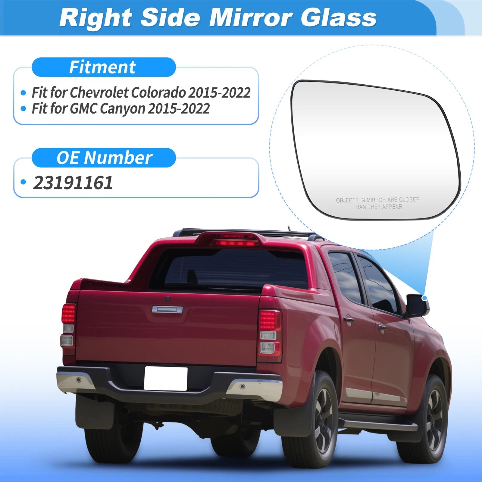 Heated Side Mirror Glass Replacement for GMC Canyon (2015–2022) Right Side