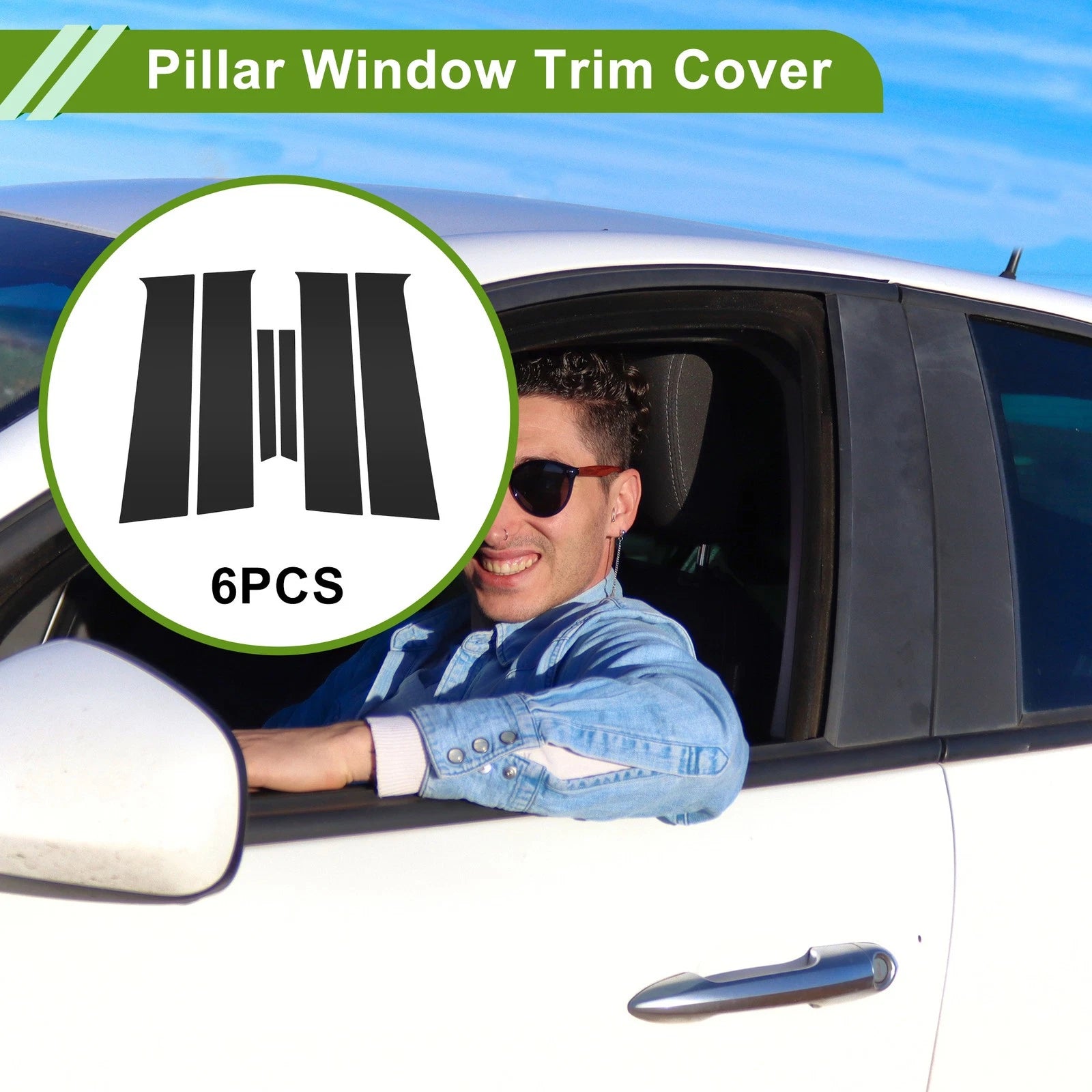 6 Pcs Pillar Window Trim Replacement for Chevrolet Aveo (2012–2023) Black