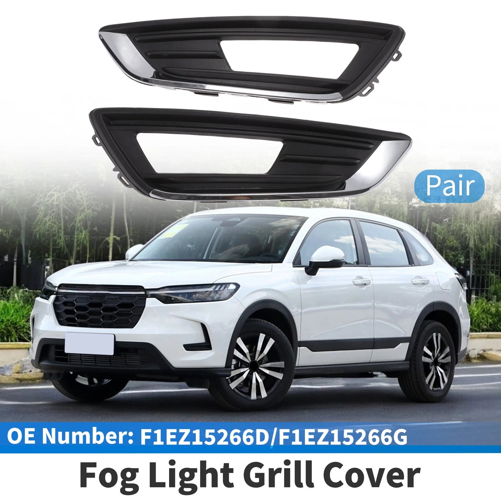 Fog Light Grill Replacement for Ford Focus Sedan (2015–2018) Black Chrome 1 Pair
