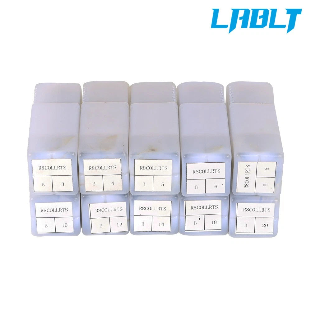 10 Pcs R8 Round Spring Collet Set for (3-20mm)