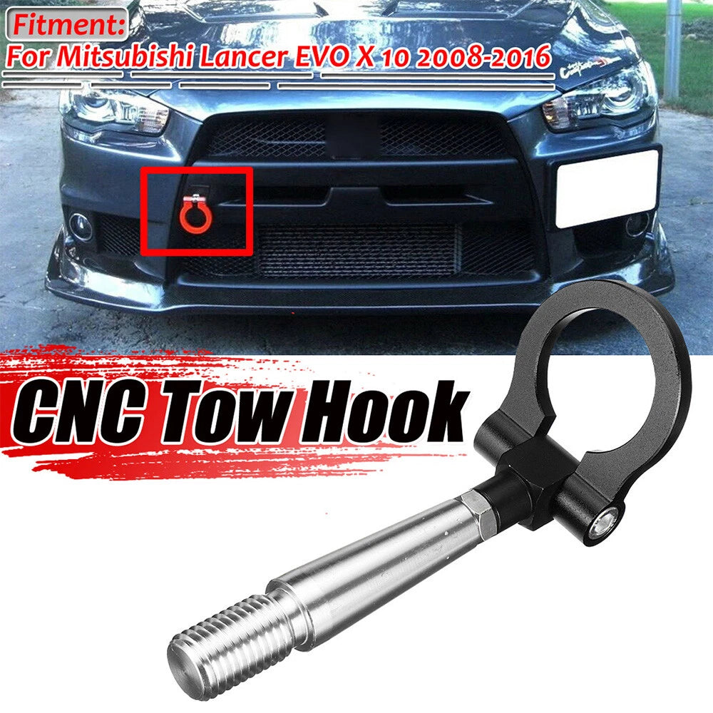 Tow Hook for Mitsubishi Lancer Evolution Evo X (2008–2016) Black Track Screw On