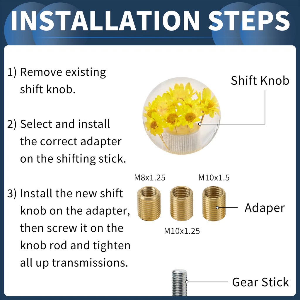 Shift Knob Set with 3 Adapters for Universal Fit (Automatic/Manual)