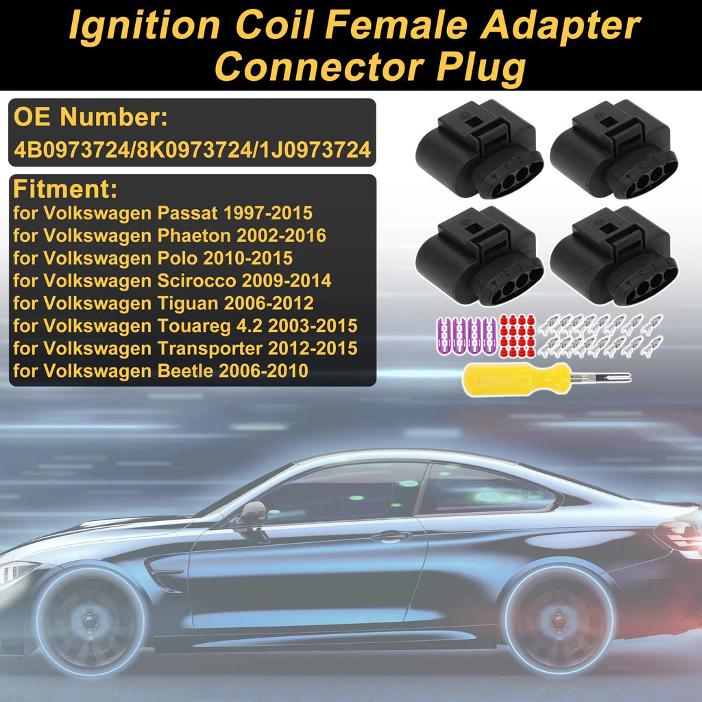 Ignition Coil Connector Plug Set 4 Pins for Volkswagen Passat (2006–2010)