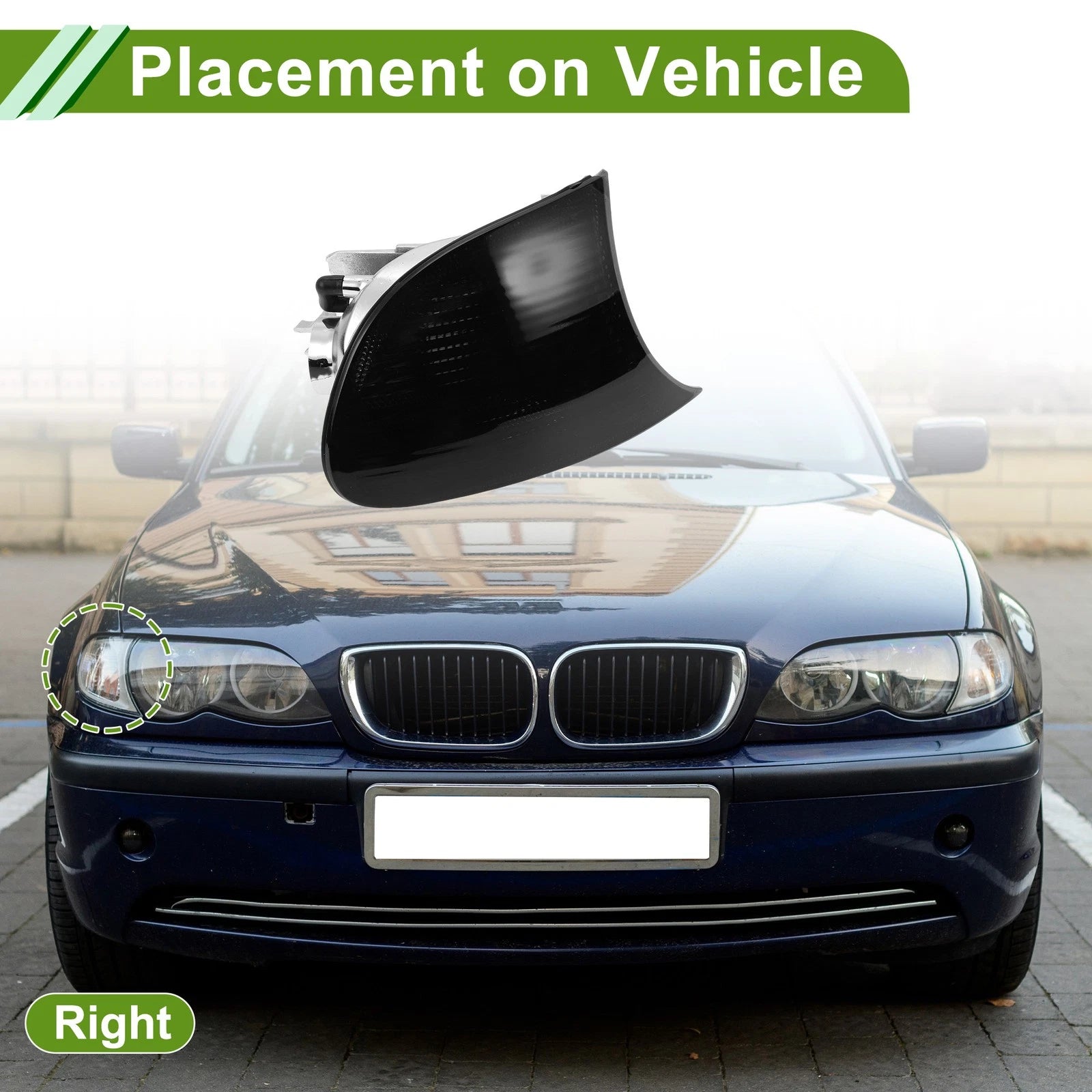Corner Signal Light Cover Right Side Replacement for BMW 3-Series (1999–2001)