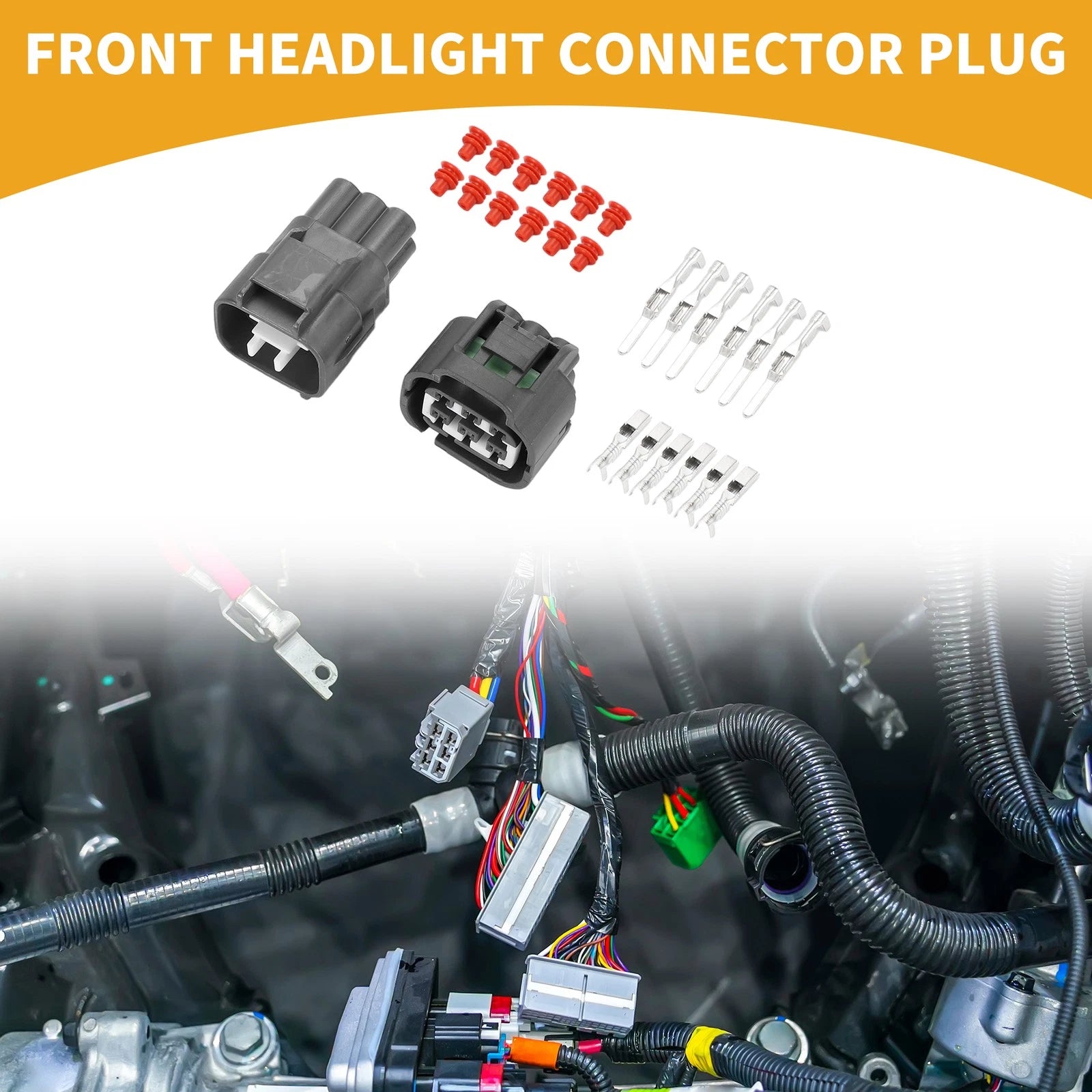 Front Headlight Connector Plug 6 Pin Replacement for Toyota Plastic (2009–2016)