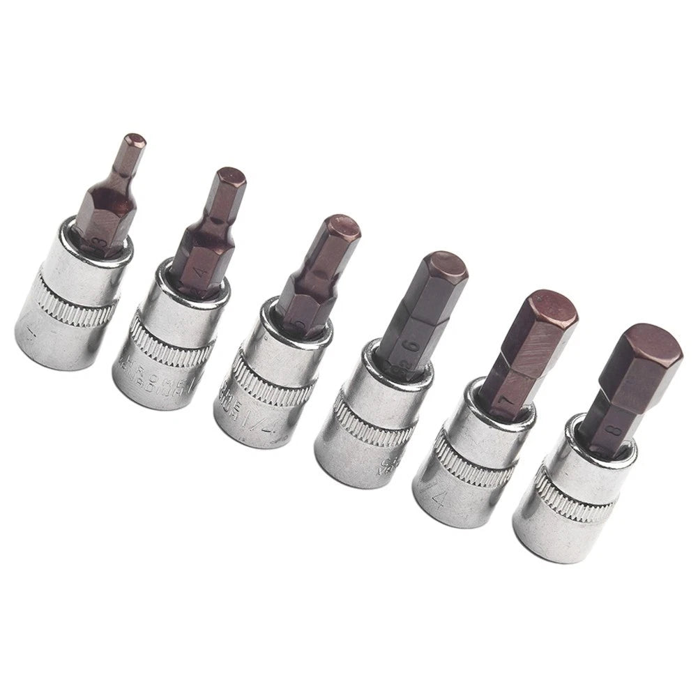 Set of 3 Drive Socket Screwdriver Bits 1/4 Inch for