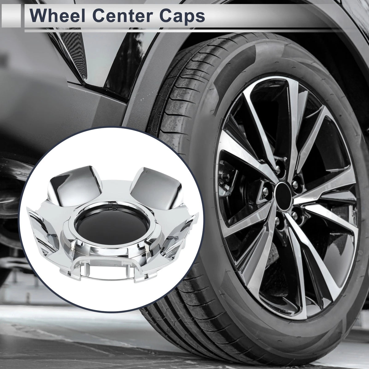 Wheel Center Caps for Chevy Silverado Tahoe Suburban 2007-2014 Black Plastic