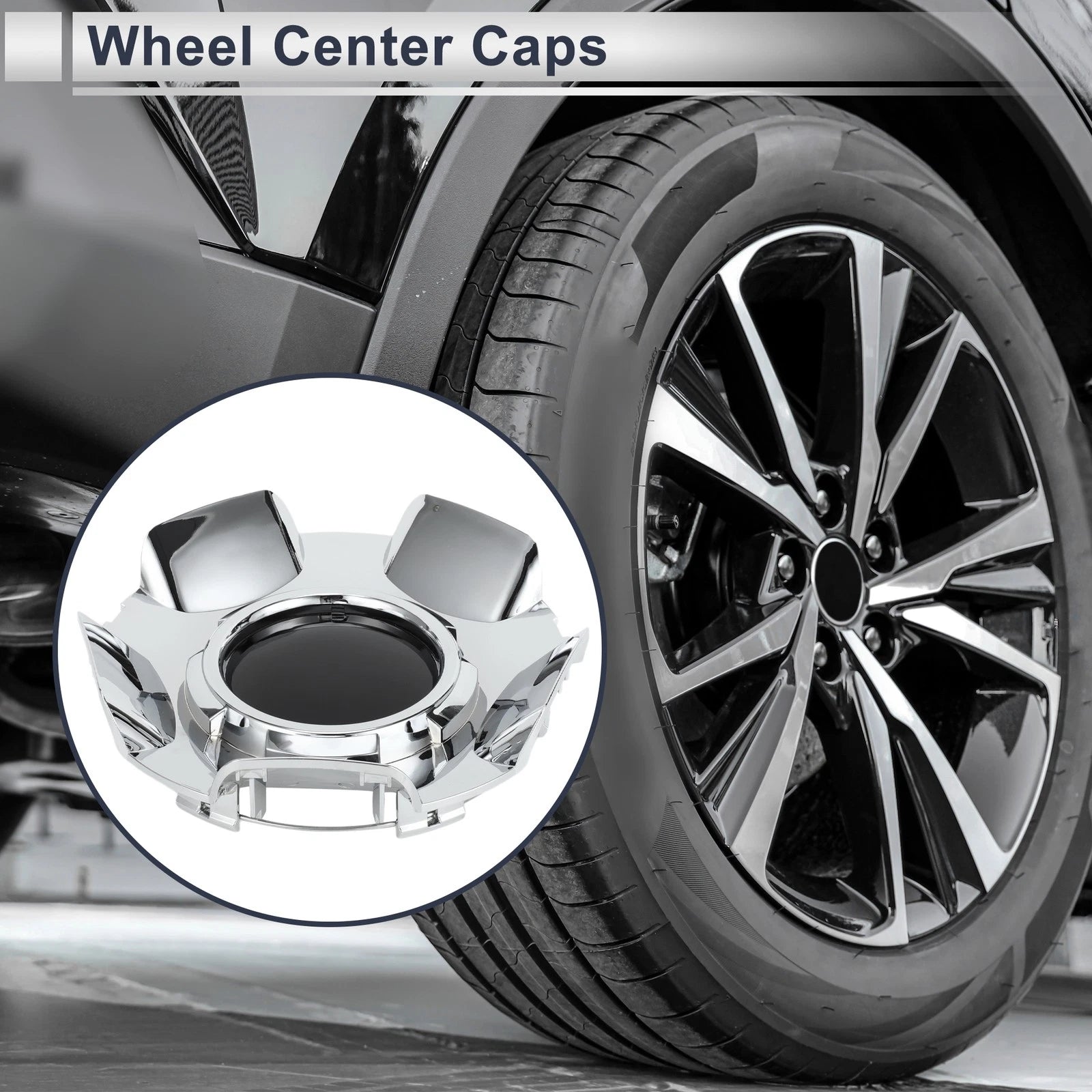 Wheel Center Caps for Chevy Silverado Tahoe Suburban 2007-2014 Black Plastic