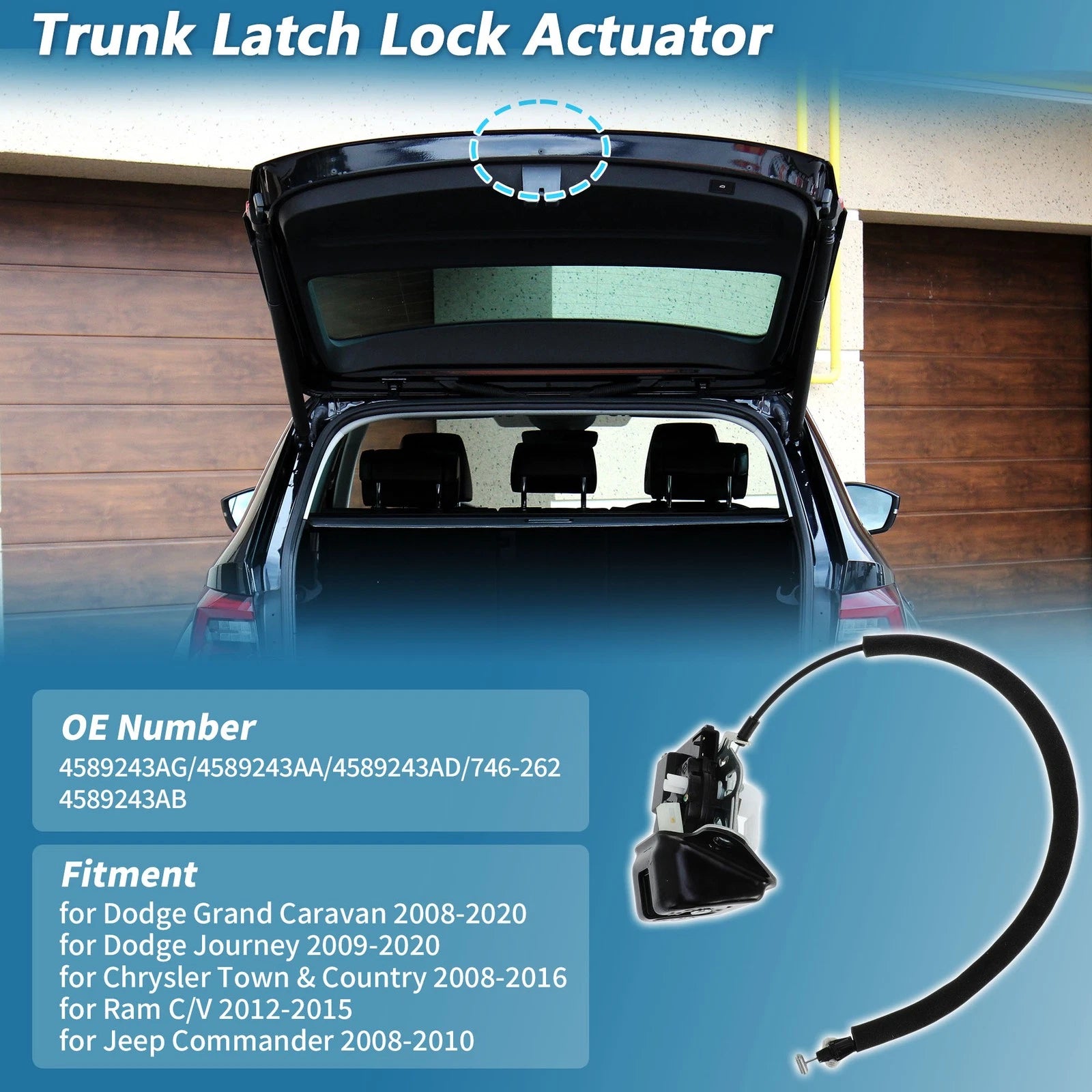 Trunk Latch Actuator Replacement for Dodge Grand Caravan Journey (2005–2020)