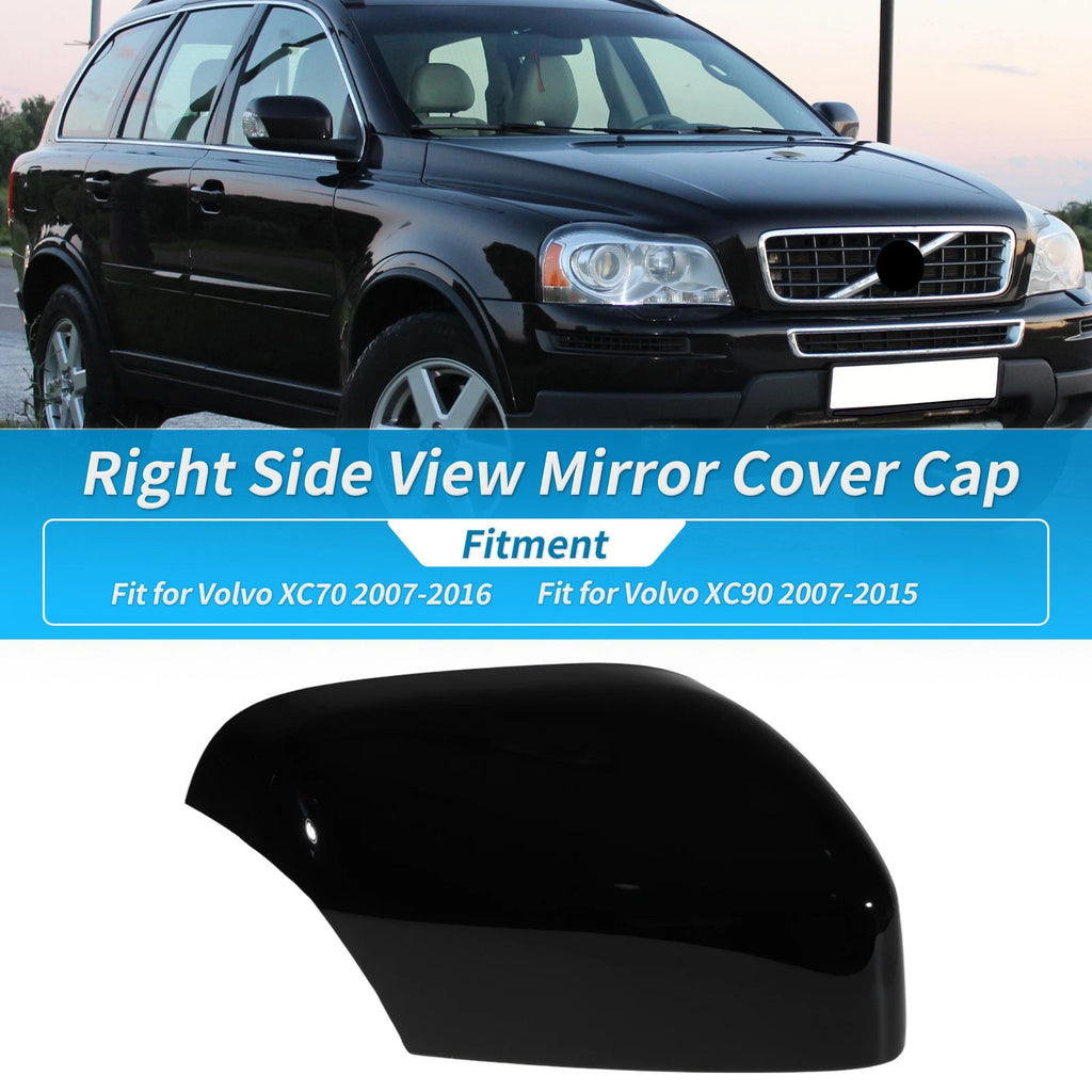 Gloss Black Side Mirror Cover Cap for Volvo XC70 (2007–2016) Right