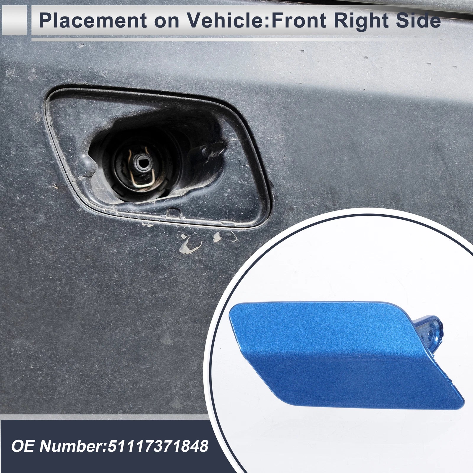 Front Right Side Bumper Headlight Washer Nozzle Cover Cap for BMW 3 Series (2012–2019)