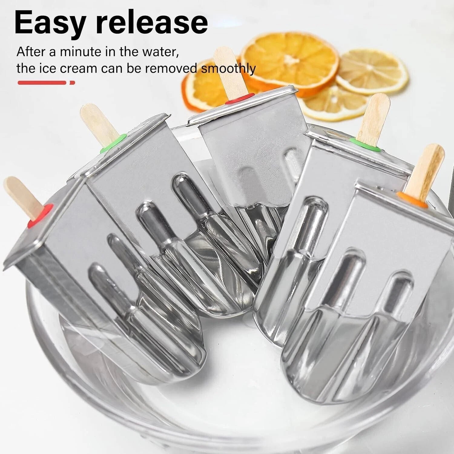 10 Pack Stainless Steel Popsicle Molds with Wooden Sticks and Bags
