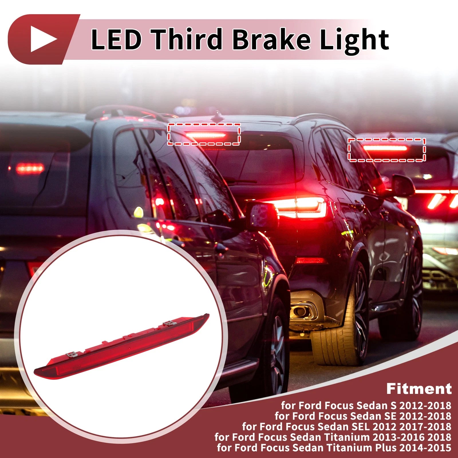 LED Third Brake Light for Ford Focus Sedan (2012–2018) BM5113A601AE