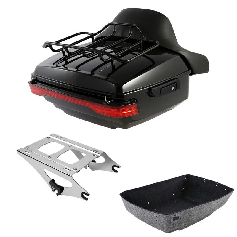 Trunk Backrest Pad Light Mount Rack for Harley Road Street Glide (2014–2026)