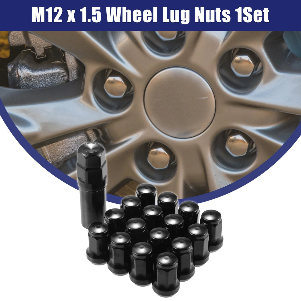 Wheel Lug Nuts Set M12x1.5 Replacement for Honda Chevy Nissan (Black)