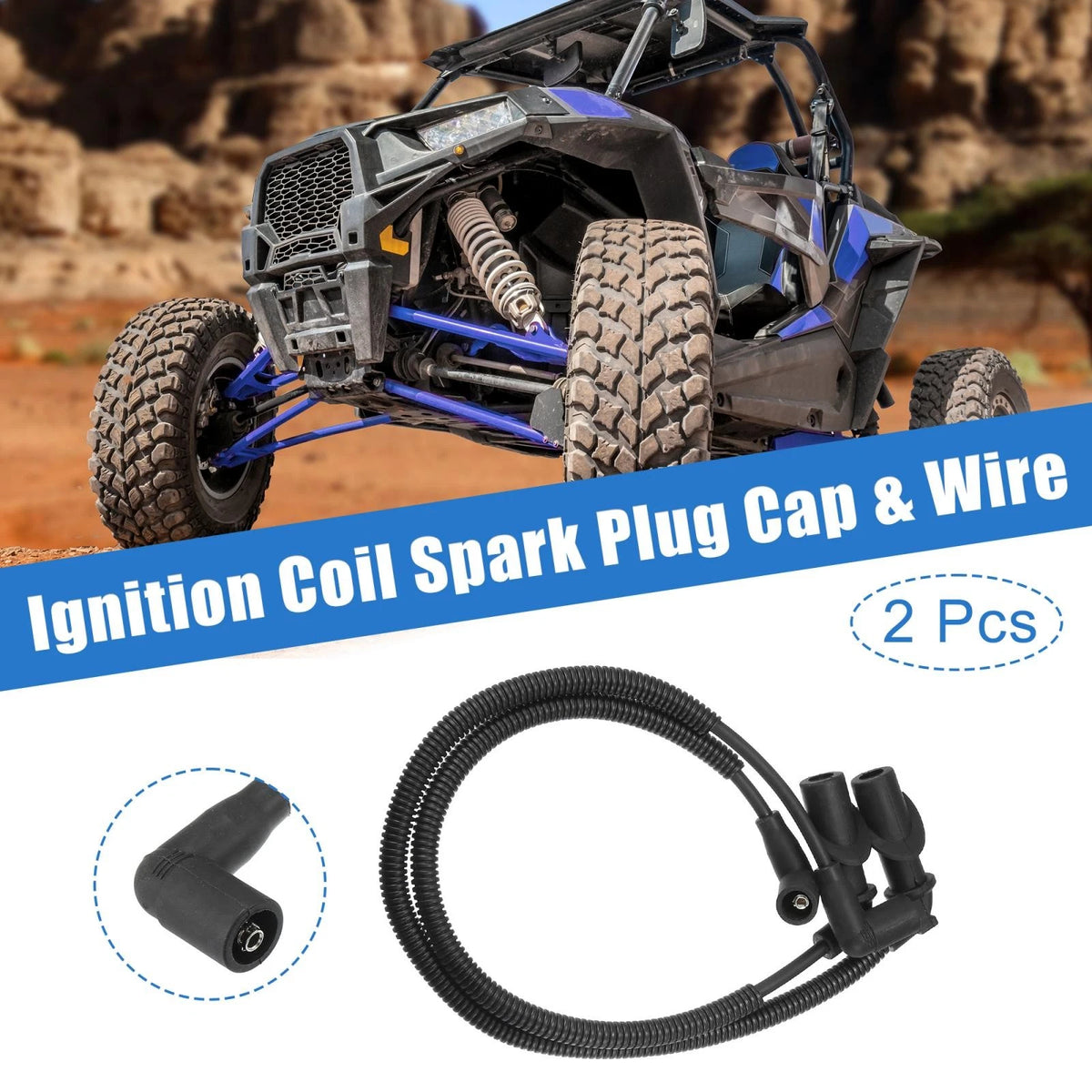 2pcs Ignition Coil Spark Plug Wire for Polaris Sportsman 800 700 (2002–2014) 4011364 4012439