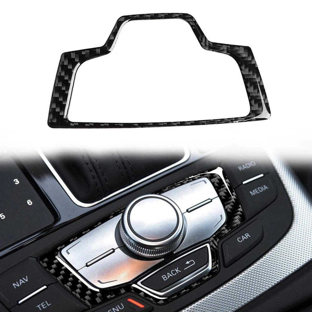 Carbon Fiber Black Multimedia Knob Cover Trim for Audi A6 A7 (2012–2018)