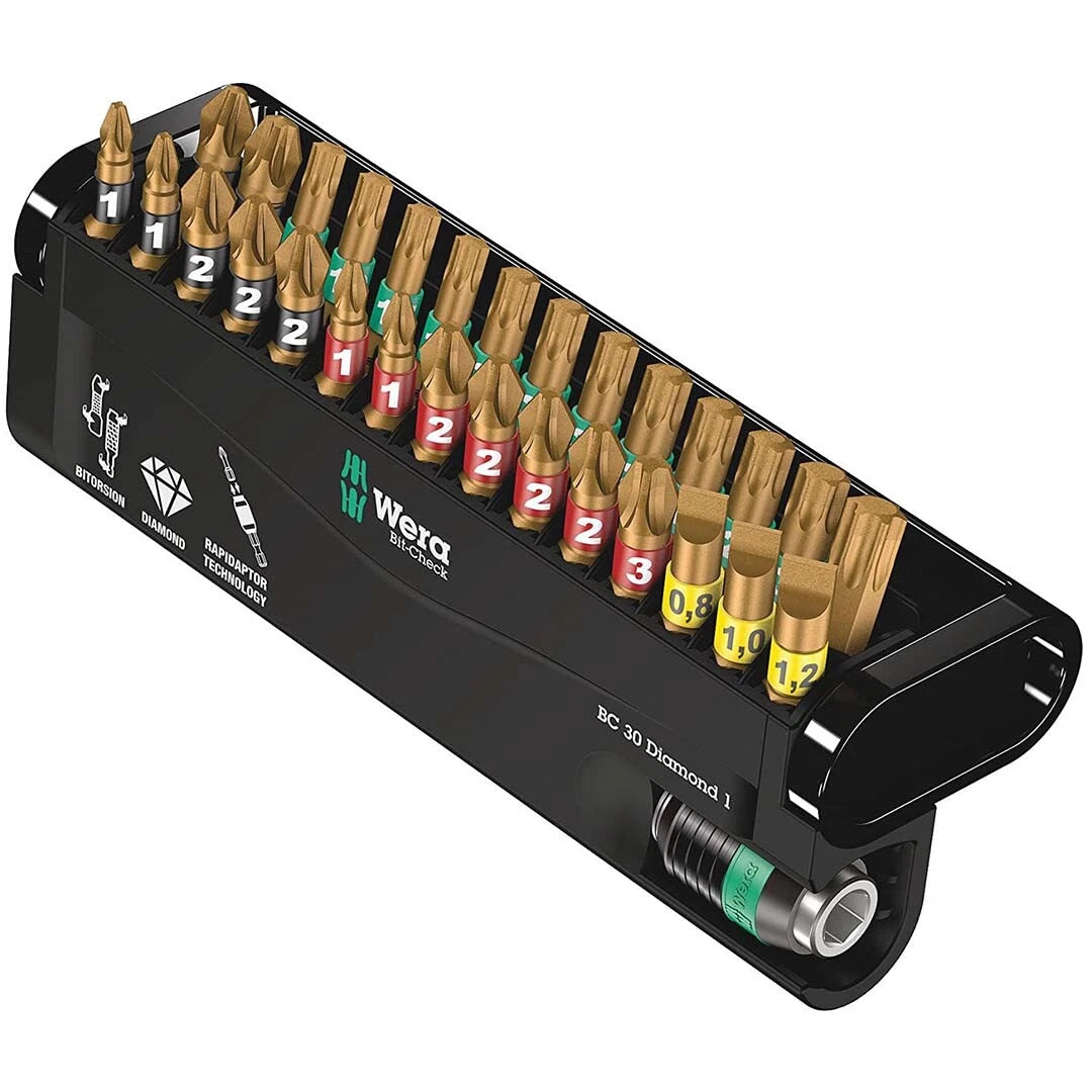 30-Piece Bit-Check Set with Diamond Coated Tips for (Wera 05057431001)