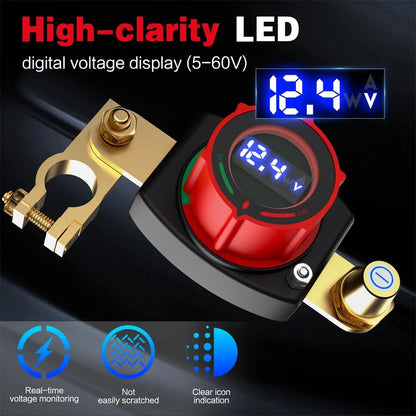Battery Disconnect Switch with Voltmeter for Universal Applications