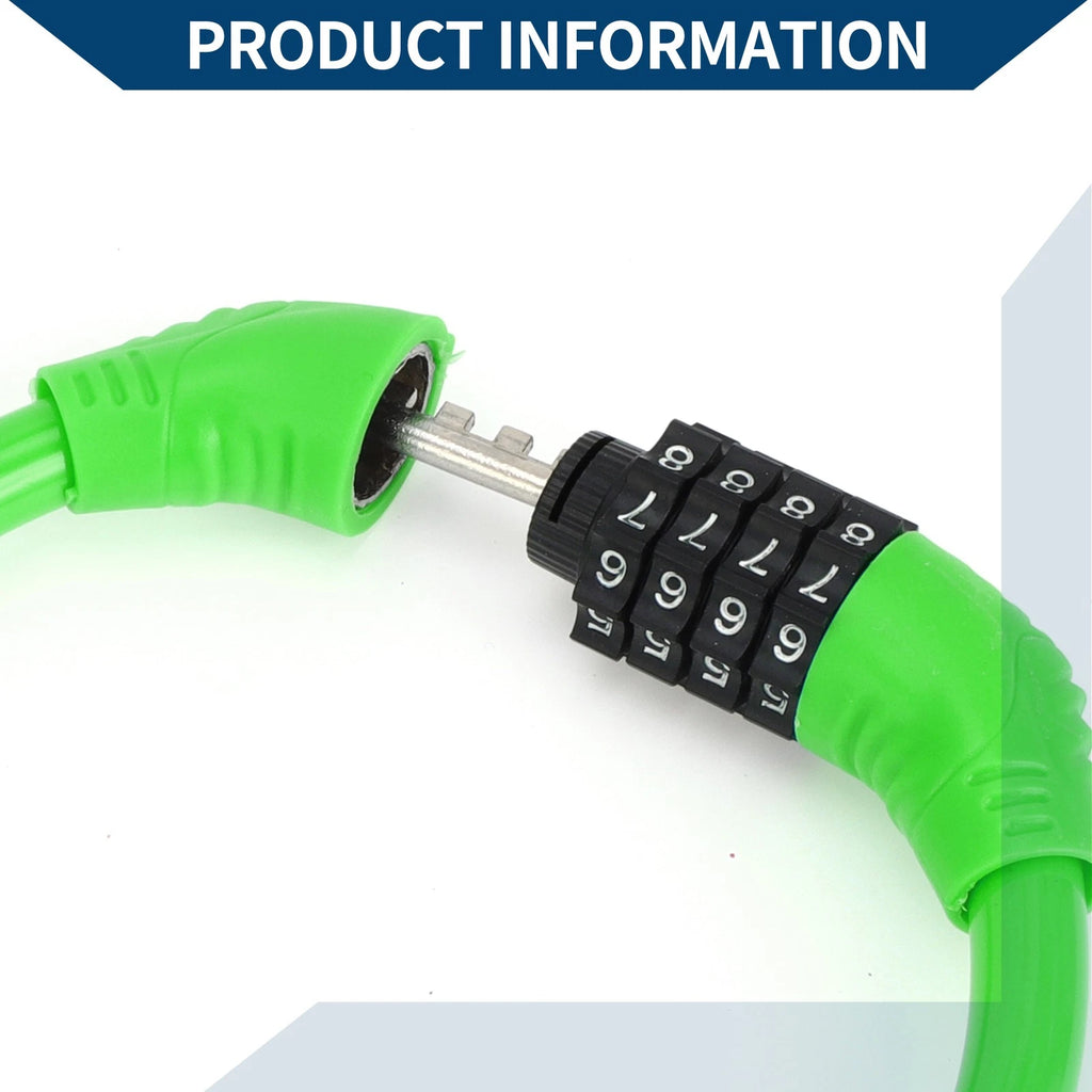 Bicycle Lock Ring Anti Theft Resettable 4 Digit Mini for Bike (Green)