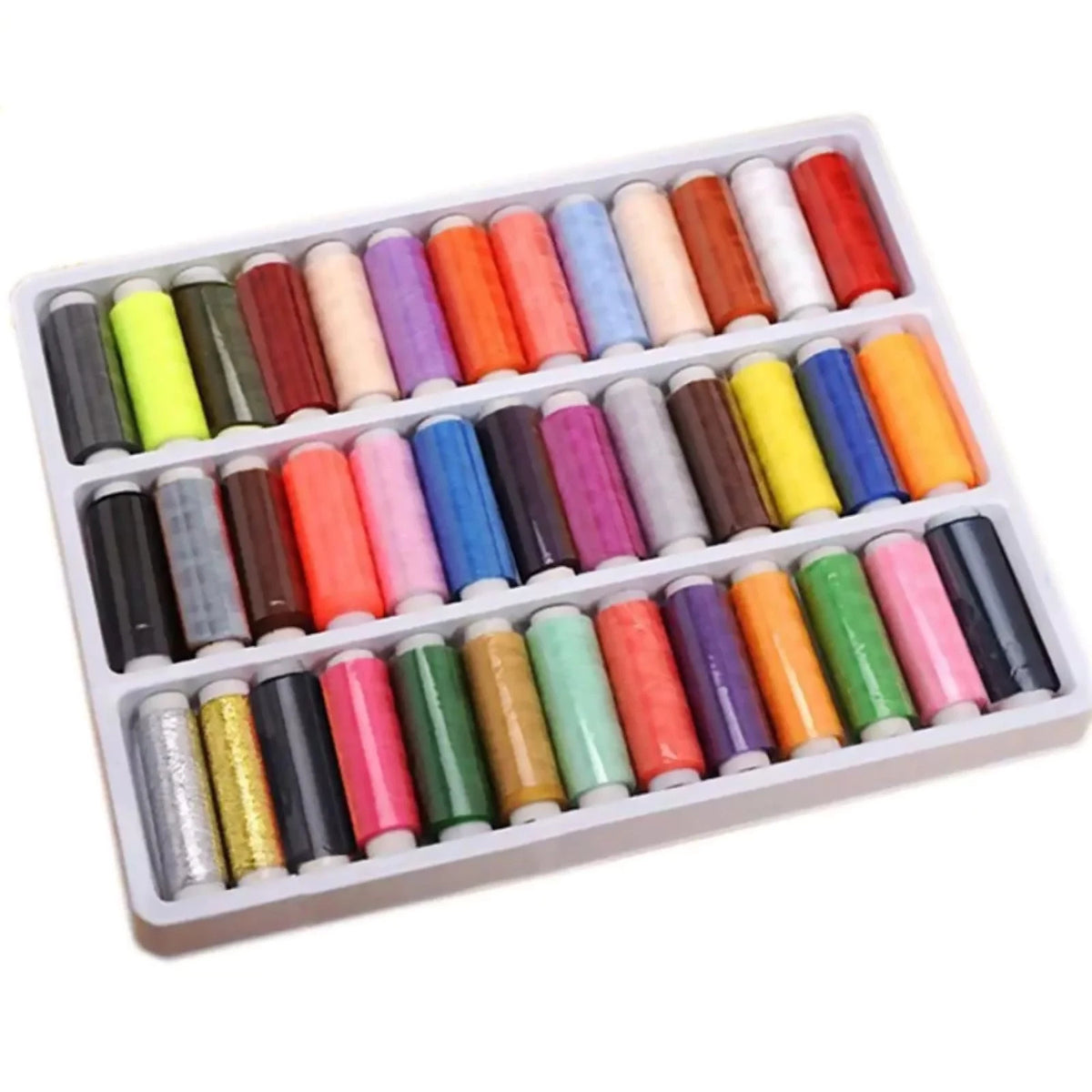 39Pcs Colored Sewing Thread Set - Polyester Spools 250 Yards Each