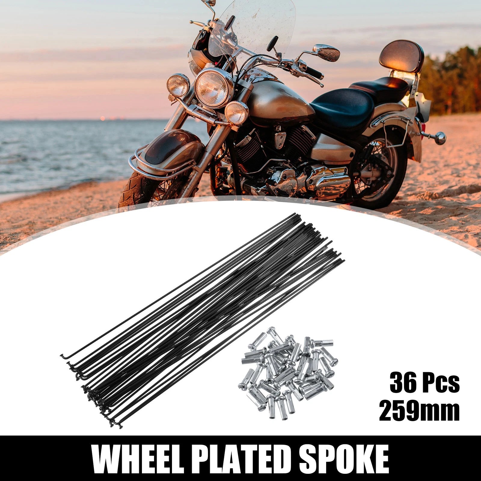 Bicycle Spokes 14G 259mm with Nipples for Most Bicycle (Qty 36)