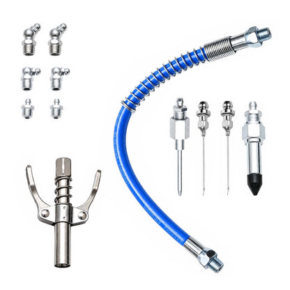 12pcs Grease Gun Coupler Accessory Kit with Hose & Needle Nozzles for Zerk