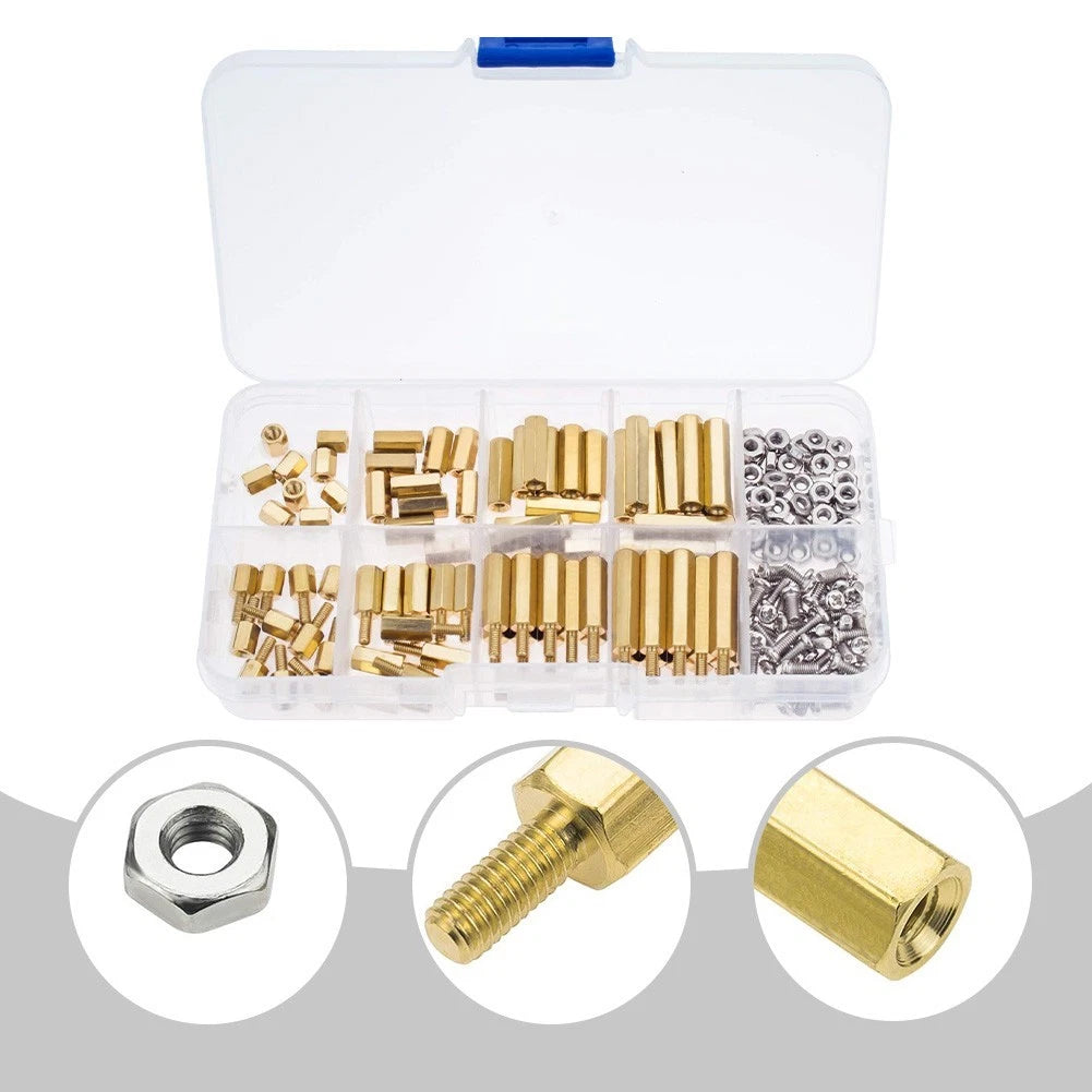 180 Pcs M2.5 Brass Hex Standoff Screw Nut Kit for Electronics Assembly