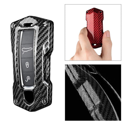 Remote Key Fob Cover Case for Porsche Cayenne Panamera (2017–2018) Carbon Silver Black