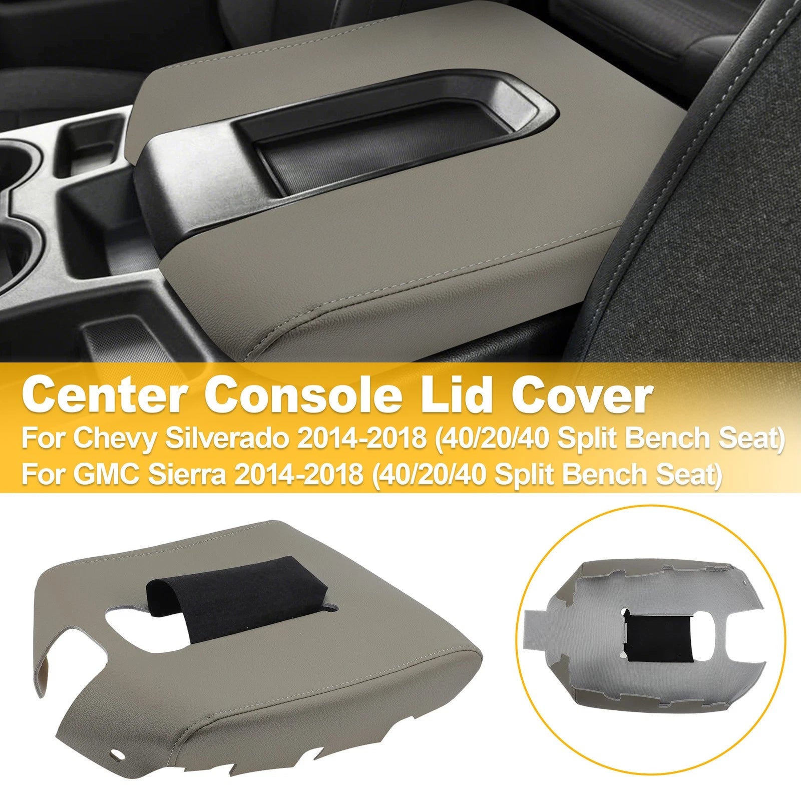 Car Center Console Armrest Cover Dune Tan Replacement for Chevy Silverado Sierra (2014–2018)