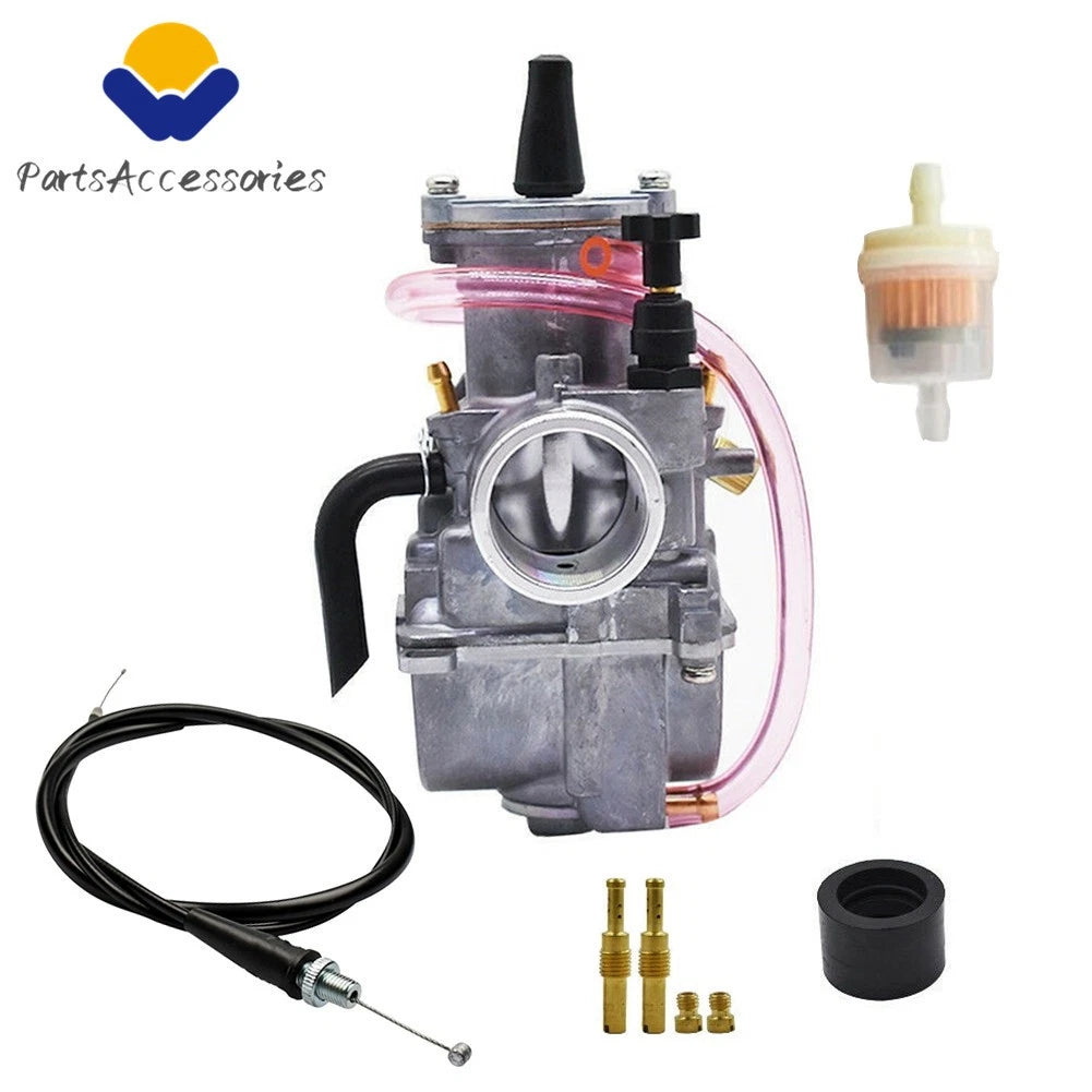 PWK28 Carburetor & Throttle Cable Set + Air Filter for Kawasaki KX80 KX100 KX125 (1990–2006)