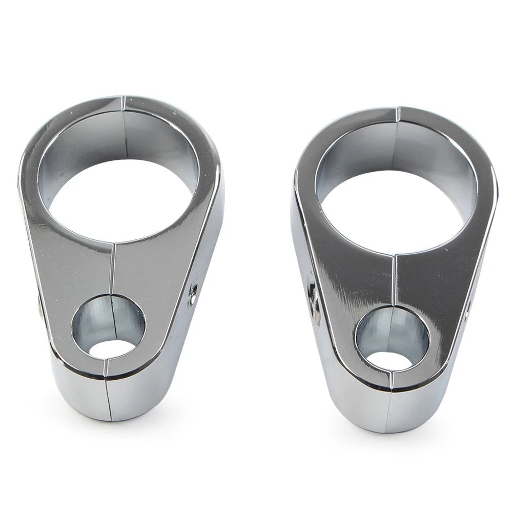 2X Brake Clutch Cable Wire Clamp Clip for Harley (1'' Handlebar, Chrome)