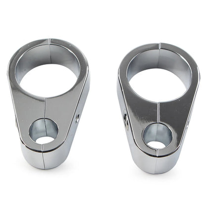 2X Brake Clutch Cable Wire Clamp Clip for Harley (1'' Handlebar, Chrome)