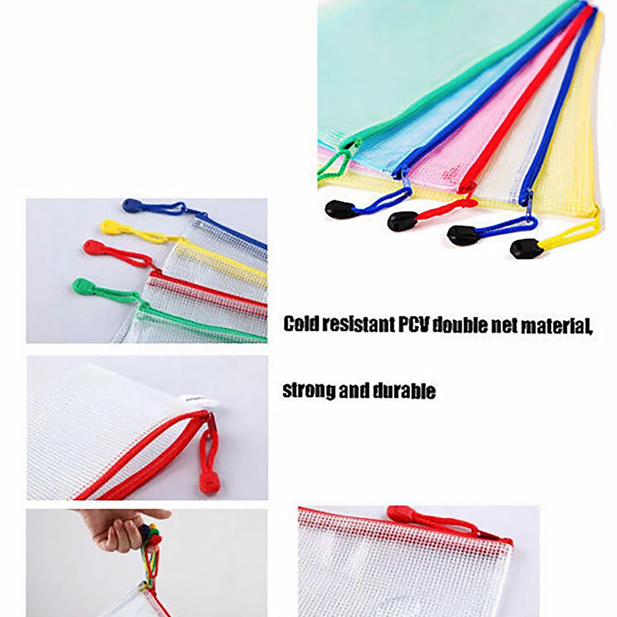 Set of 4 Plastic Zipper Bags for A4 Document Storage