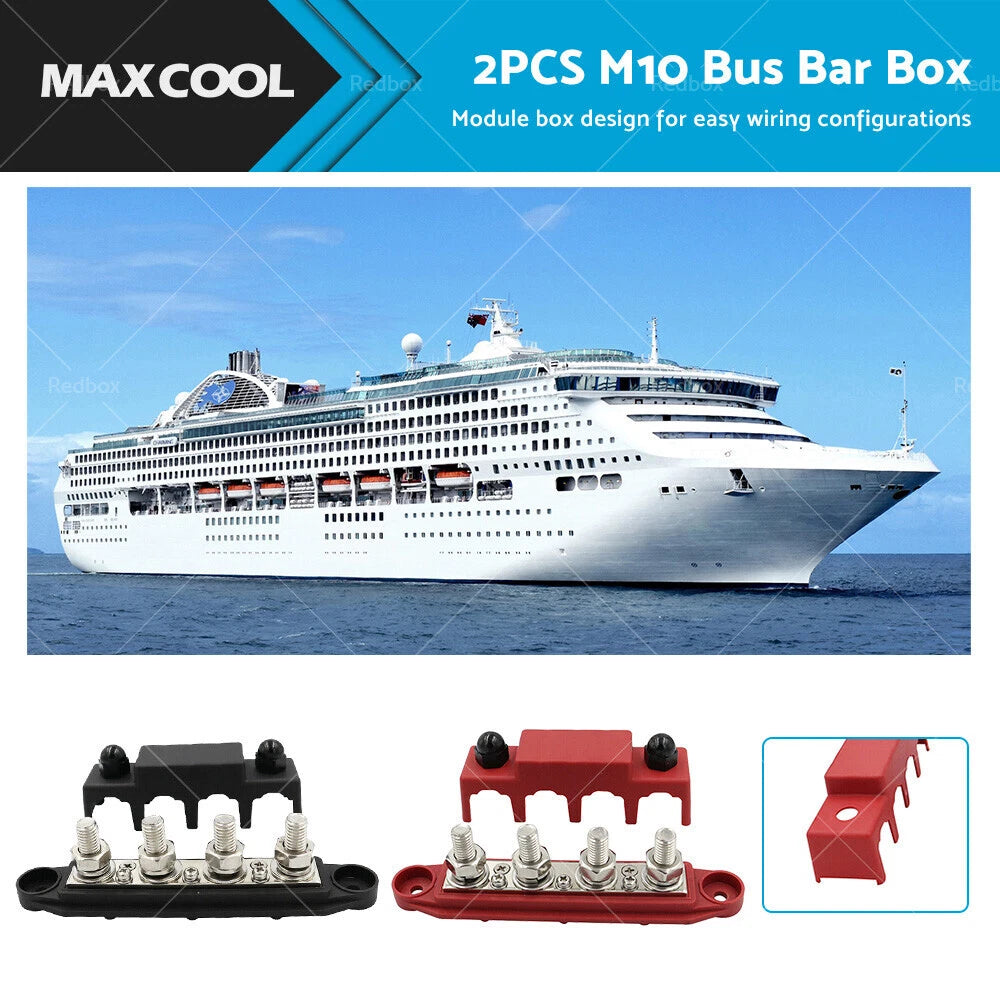2X M10 250A DC 48V Power Distribution Terminal Block Bus Bar