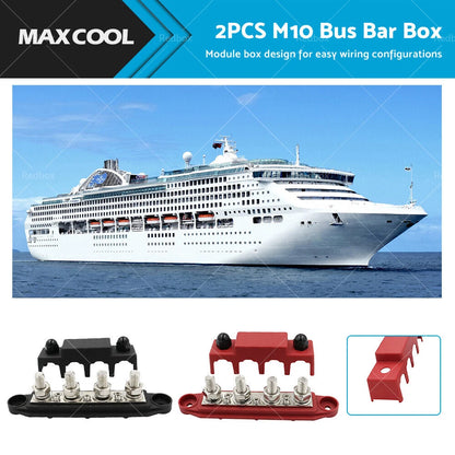 2X M10 250A DC 48V Power Distribution Terminal Block Bus Bar