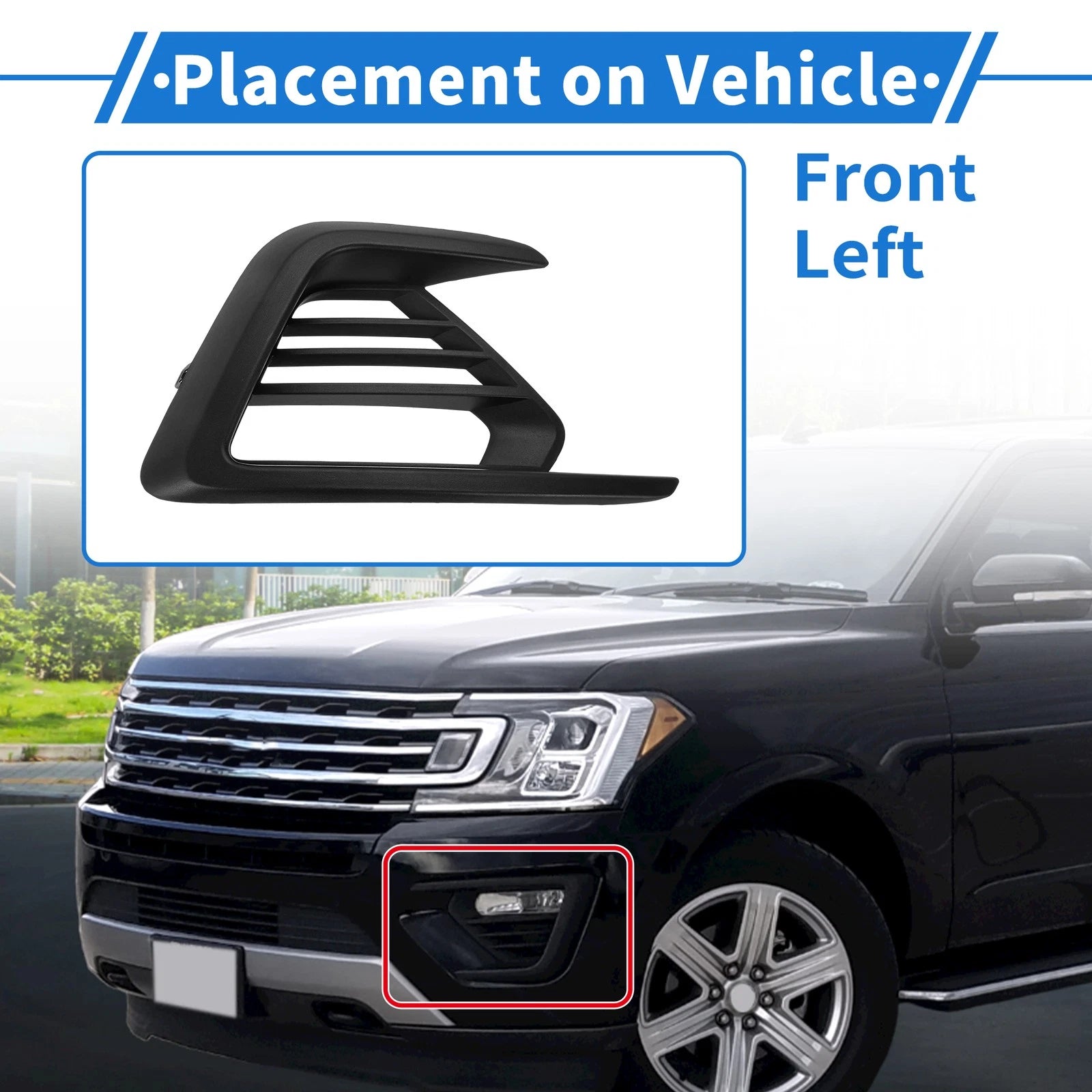 Fog Light Grille Replacement for Ford Expedition 2018–2021 Black ABS