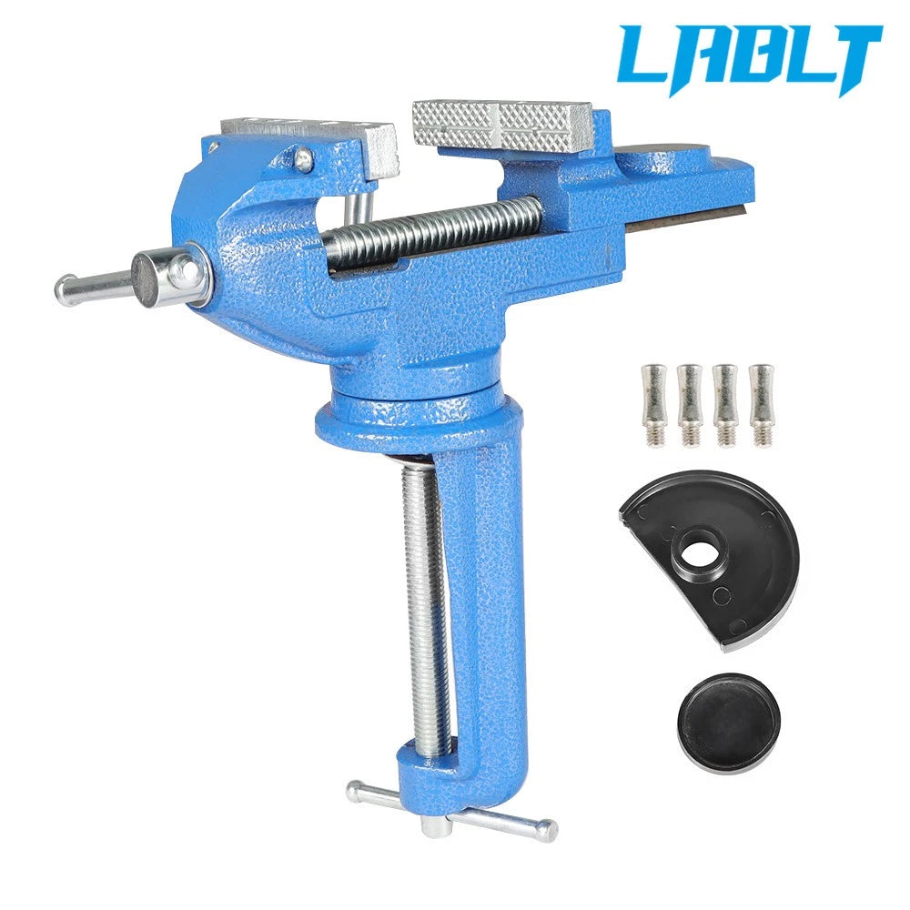 3" Bench Vise with Clamp Post and 360° Swivel Base for Universal Use