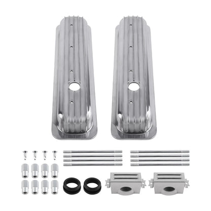 2X Valve Covers Center Bolt Polished for SBC Small Block Chevy (283–327)