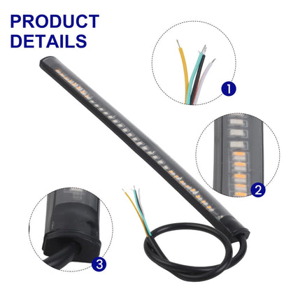 Accessories 48LED Light Strip Brake Stop Motorcycle Rear Tail Turn Signal