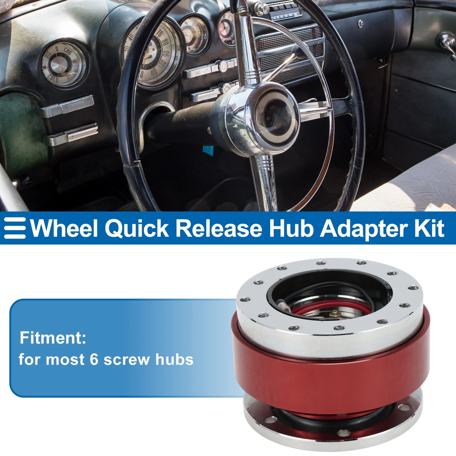 Steering Wheel Quick Release Hub Adapter for Universal 12 Hole Wheels