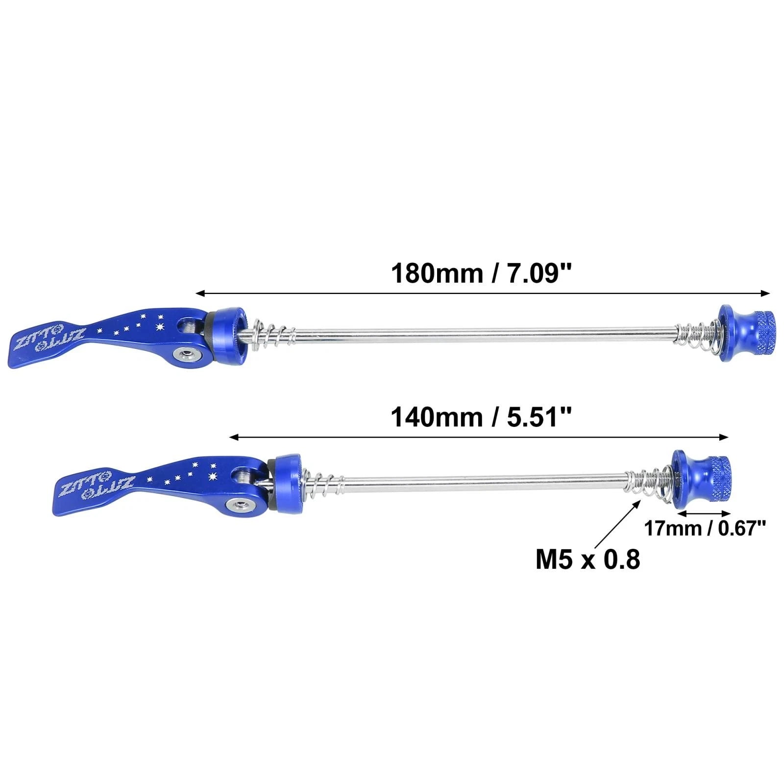 Quick Release Skewer Set for Mountain Bike Front Rear Axle (Blue)