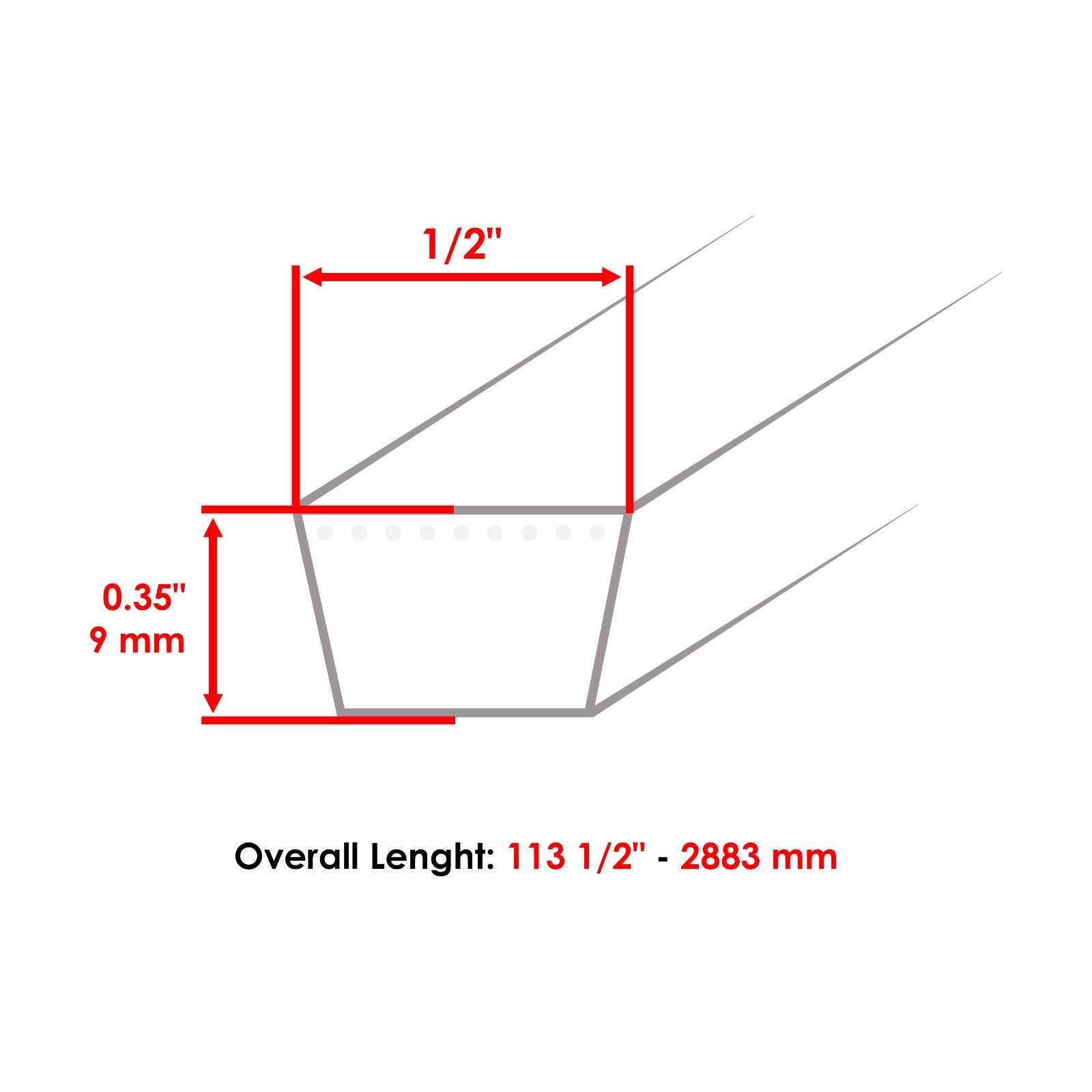 Deck Belt 1/2 Inch Thick Replacement for Cub Cadet 19A40013 (114 in)