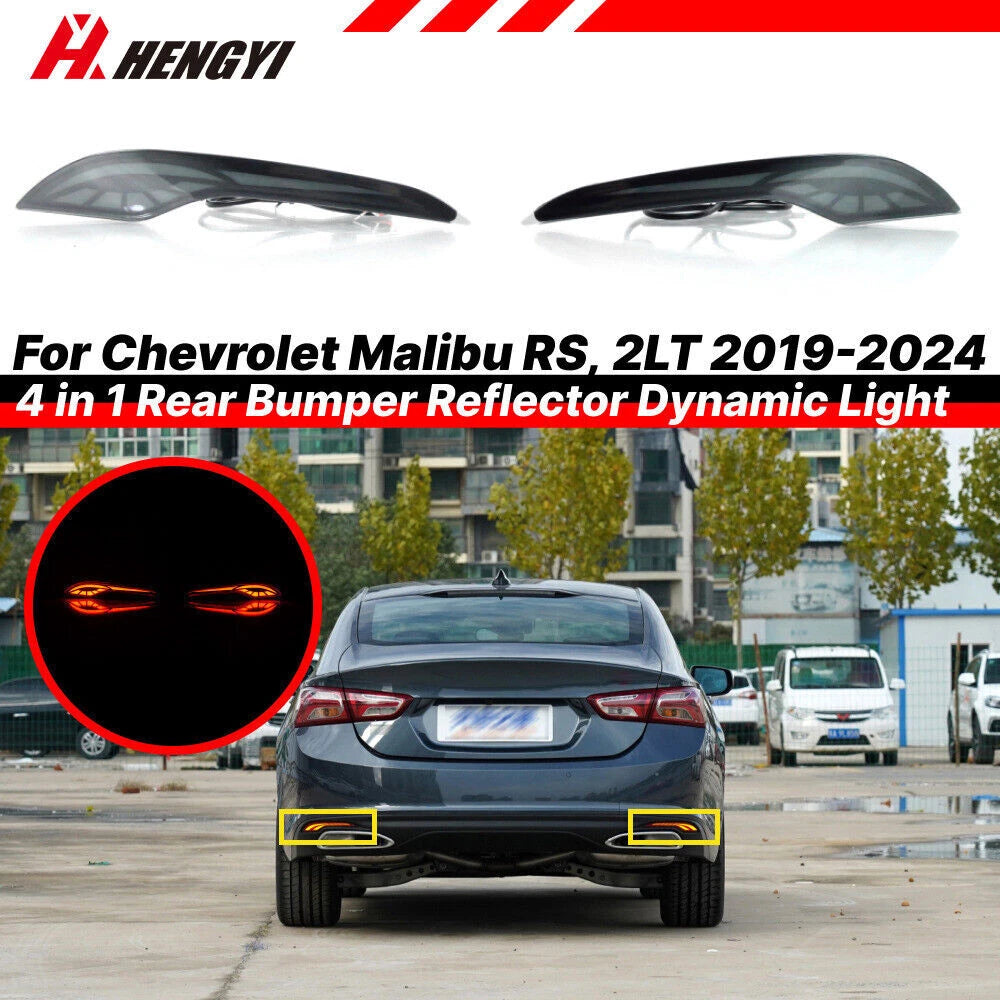 4in1 Smoked LED Rear Bumper Reflector Fog Lamp for Chevrolet Malibu (2019–2024)