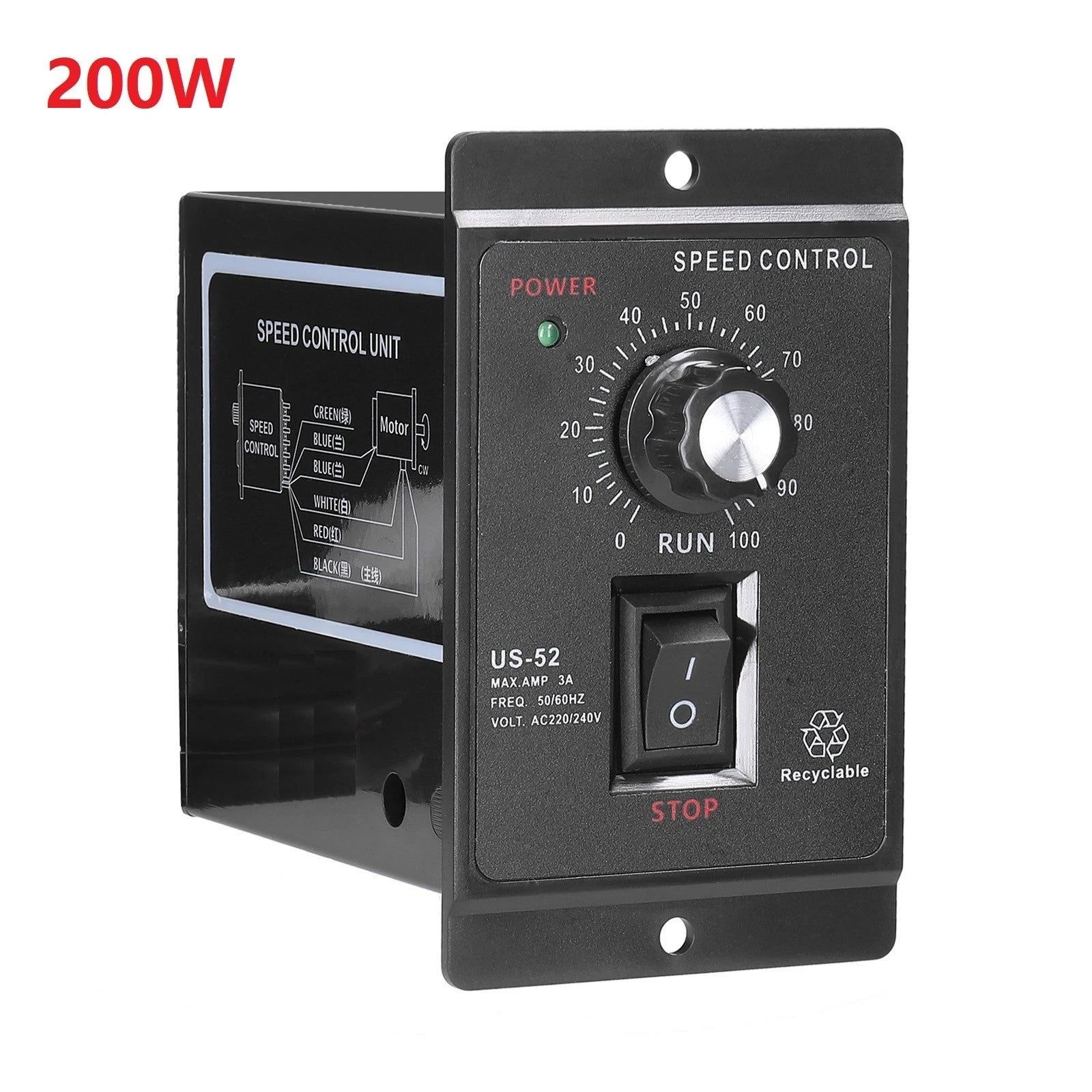 200W Motor Speed Controller for AC 220V (Forward Reverse)