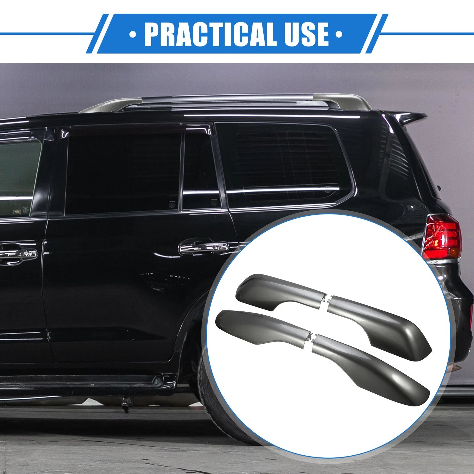 4PCS Roof Rack Side Rails End Cover Shell for Lexus LX570 (2008–2015) Gray