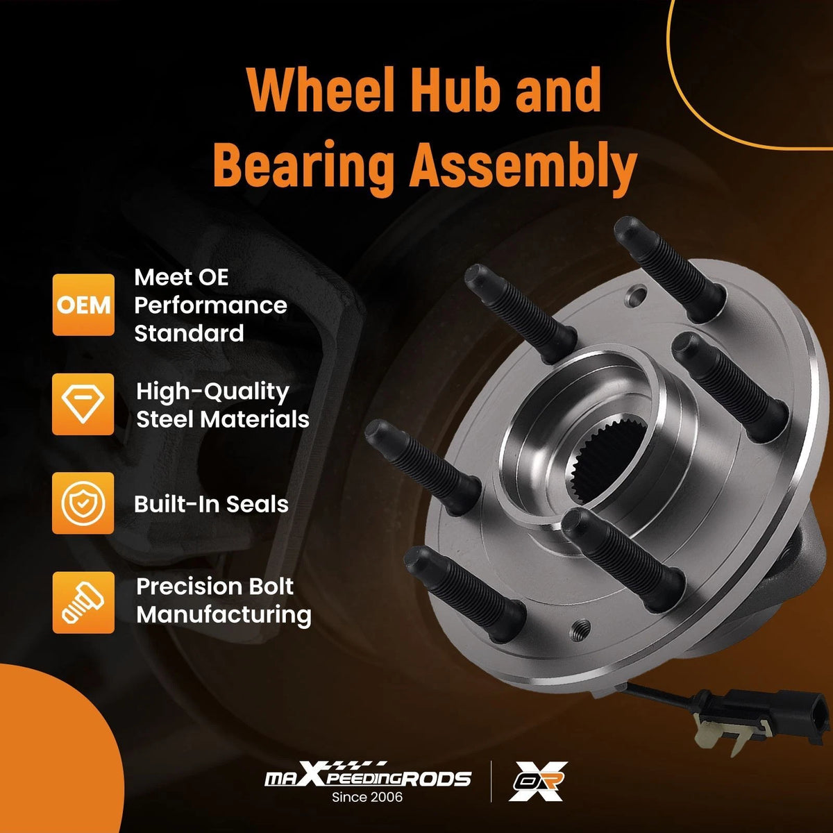 Front LH RH Wheel Bearing Hub Kit for GMC Sierra 1500 (2014–2019) 515160 ABS