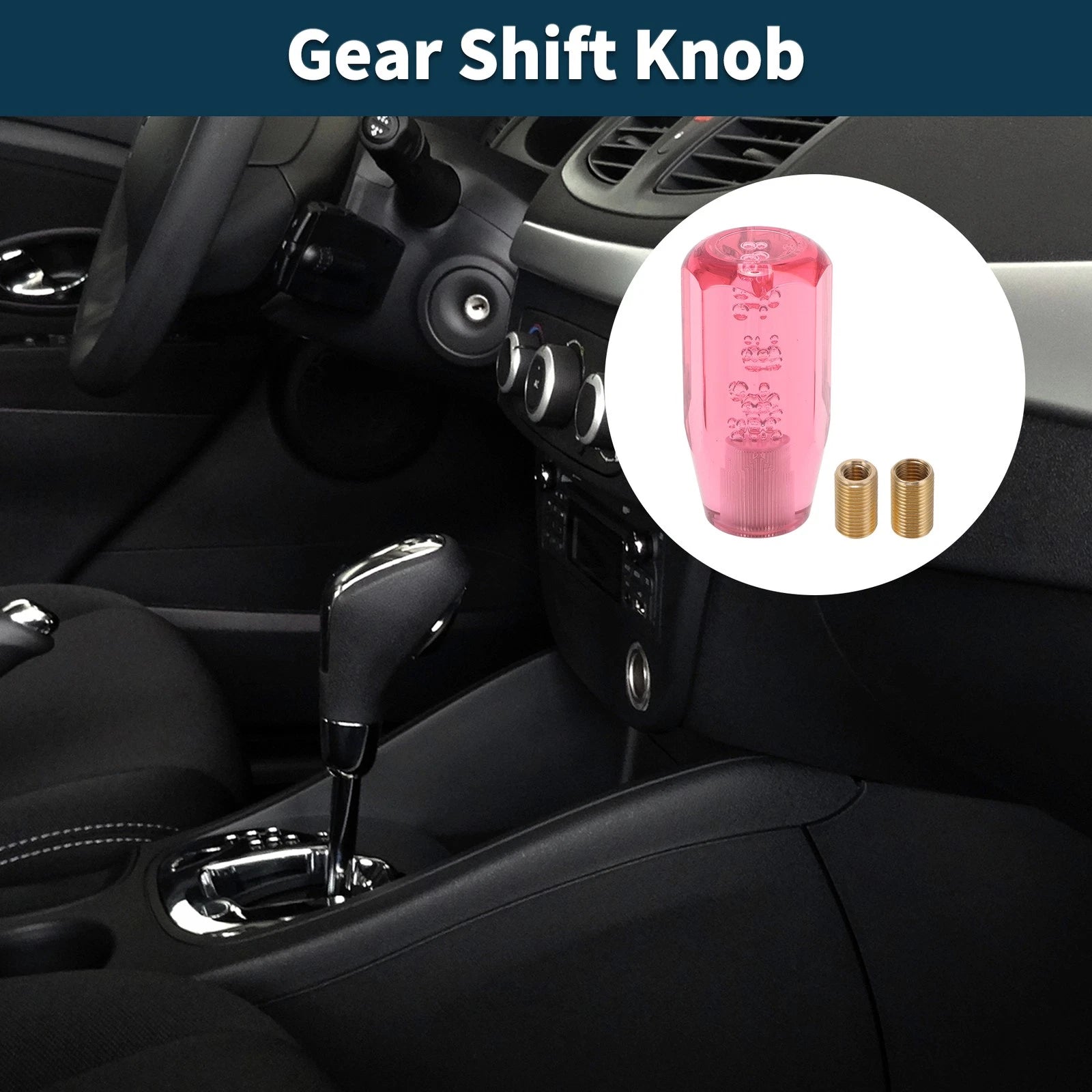 Shift Knob with 2 Adapters for Universal Vehicles (10cm, Pink)