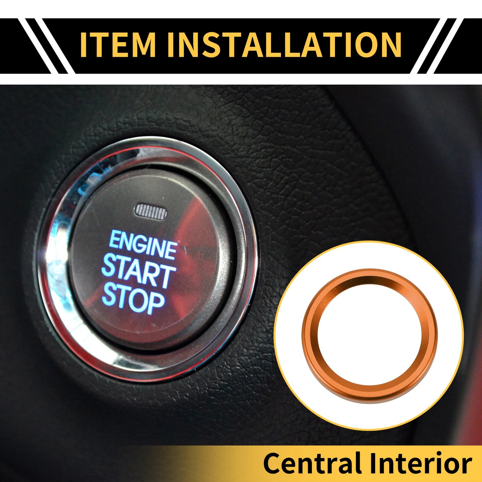 Engine Start Stop Button Switch Knob Cover Ring for Ford Maverick (2022) Orange