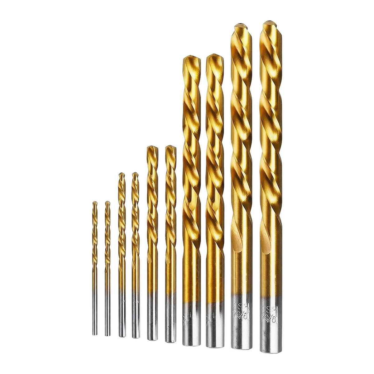 Left Hand Drill Bits Set of 5 (3.2-8.7mm) HSS Gold Drilling